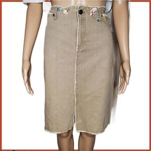Vintage Pre-owned Gerard Darel Embroidered pencil midi skirt